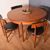 Table Ronde & 4 Chaises Victor Wilkins restauré en teck 1960s Retro G Plan Fresco