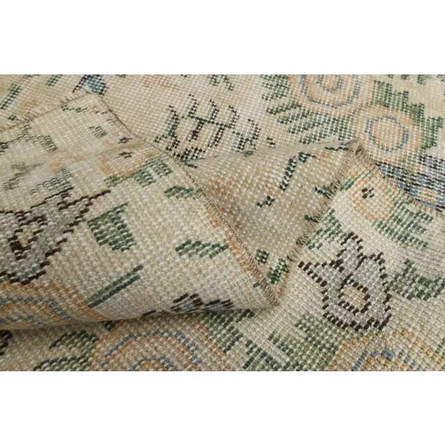 1970s Vintage Turkish Hand-Knotted Wool Cotton Tan Runner Rug 93x287