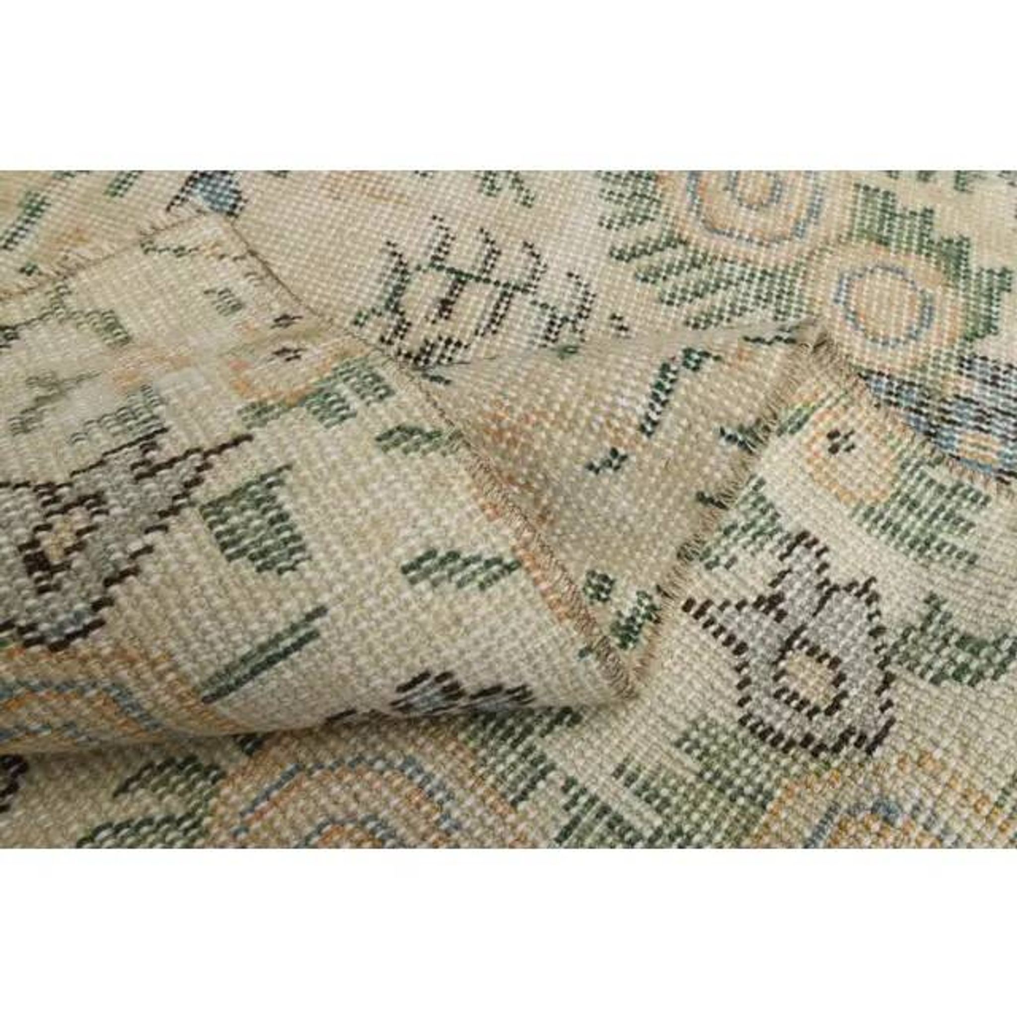 1970s Vintage Turkish Hand-Knotted Wool Cotton Tan Runner Rug 93x287