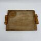 Wood and bamboo vintage plateau, glass, 1960
