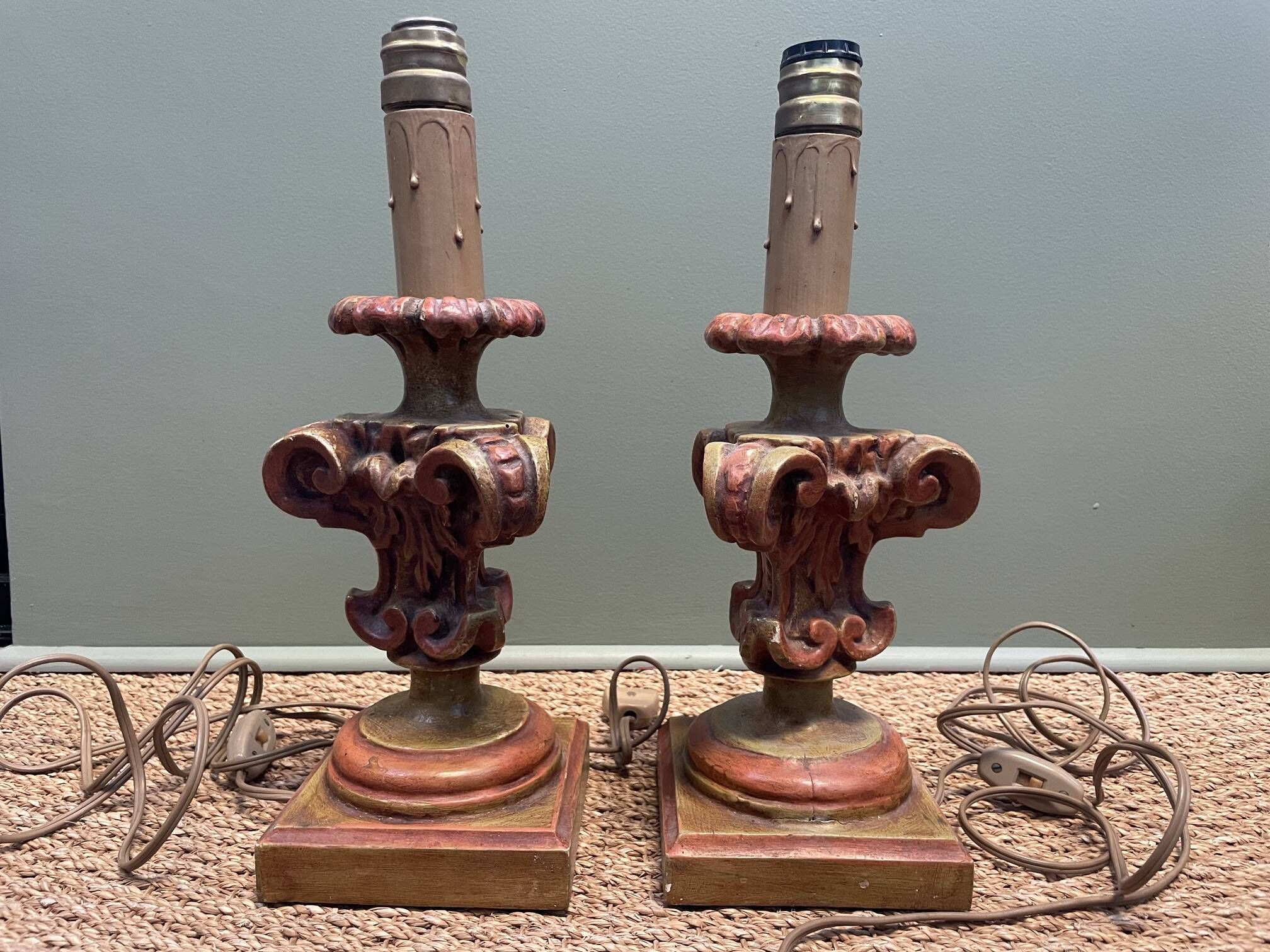 pair of wooden lamp bases