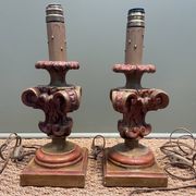 paire de pieds de lampe bois