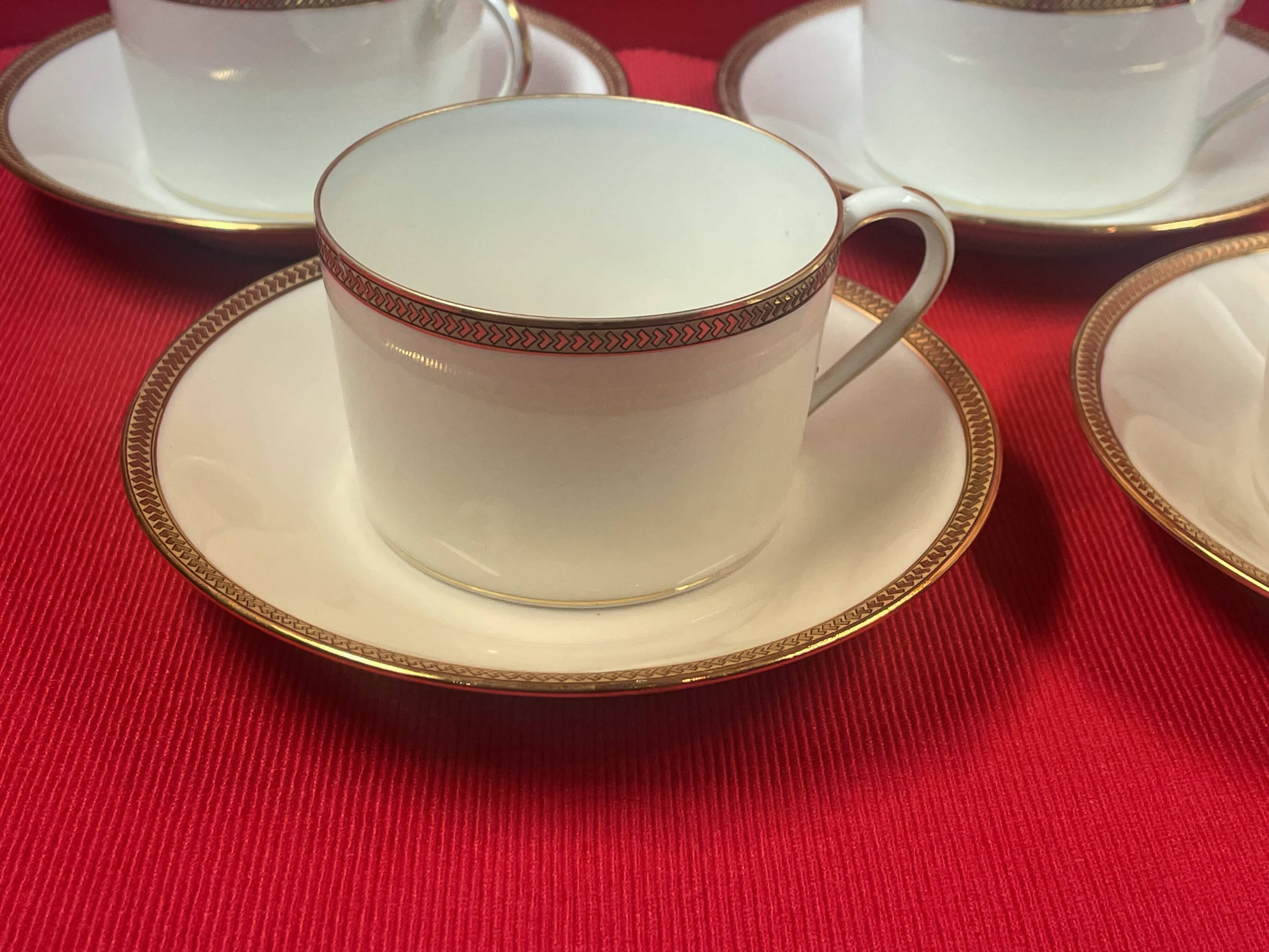 6 ch field haviland limoges porcelain coffee cups white and gold