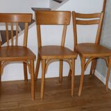 Set of 6 Baumann chairs, light beech, 1960