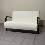 Canapé des années 1940 en bois et tissu bouclé, production italienne