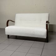 1940s Sofa in Wood and Boucle Fabric, Italian Production
