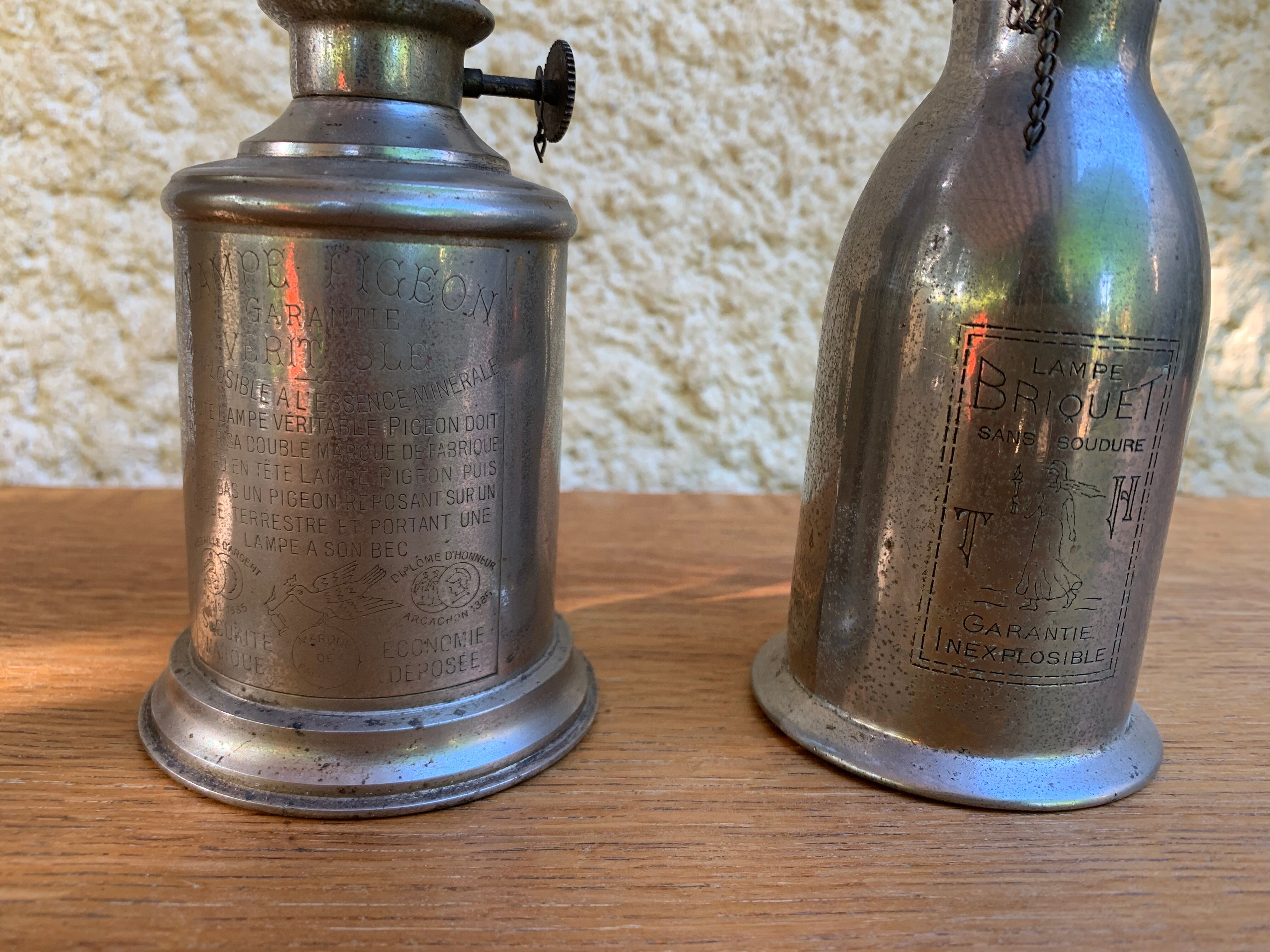 Pigeon oil lamps, set of 2