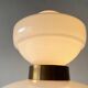 Large table lamp or floor lamp in opal glass and brass body, 1960s, Italy.