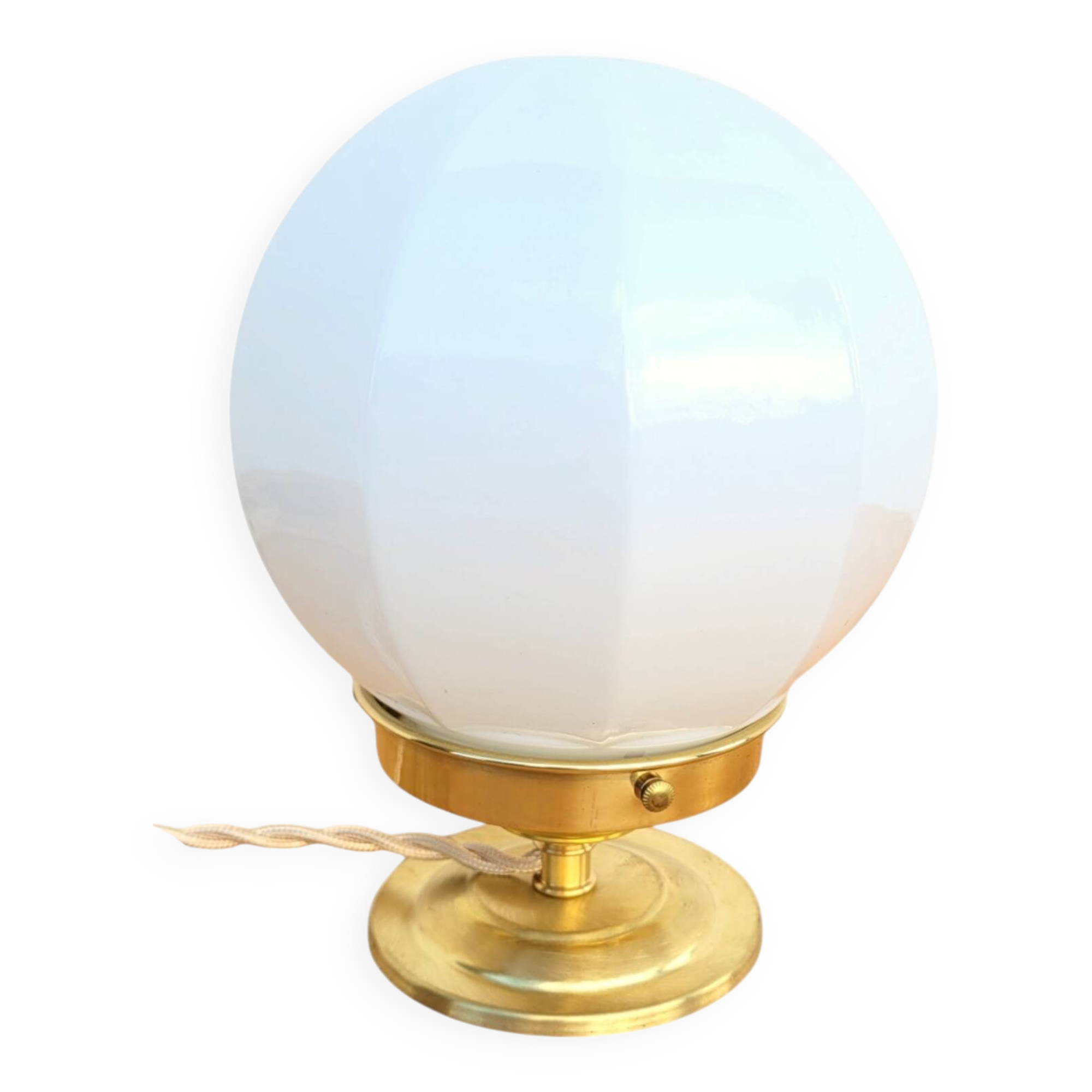 Vintage opaline faceted globe lamp