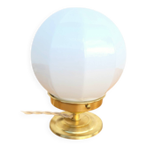 Vintage opaline faceted globe lamp