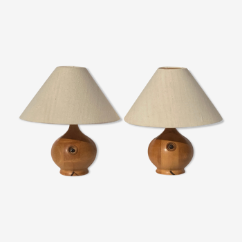 Paire de lampes de table en teck par Dyrlund, Danemark 1960s-1970s