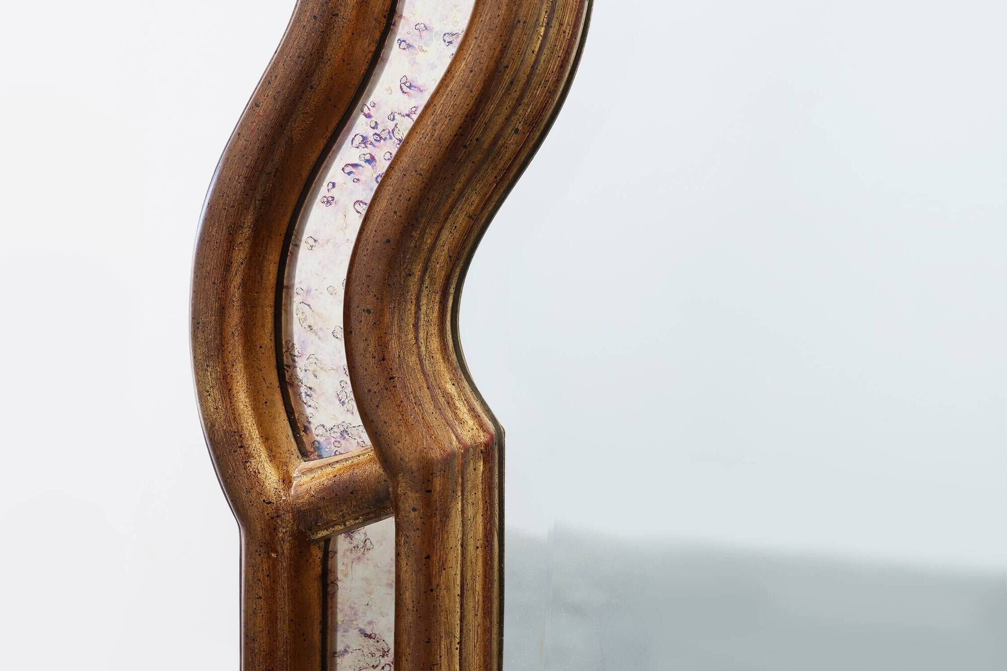 Arched gold-leaf mirror with marbled glass border by Deknudt, Belgium, 20th