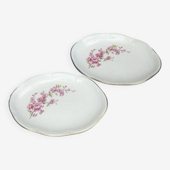 Two porcelain serving ramekins from the Gien earthenware factory model "peach blossoms"