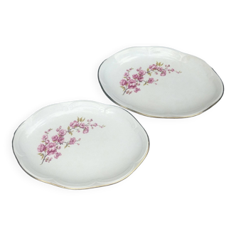 Two porcelain serving ramekins from the Gien earthenware factory model "peach blossoms"