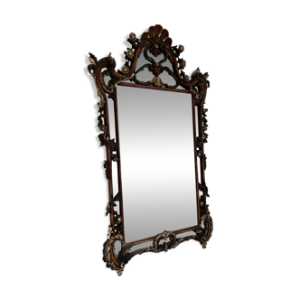 Mirror with Colourful Carved Floral Decor , Italy, 20th Century