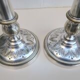 Antique silver-plated metal candlesticks