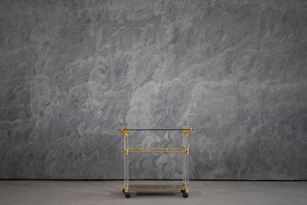 Vintage brass and lucite serving trolley, France 1960s