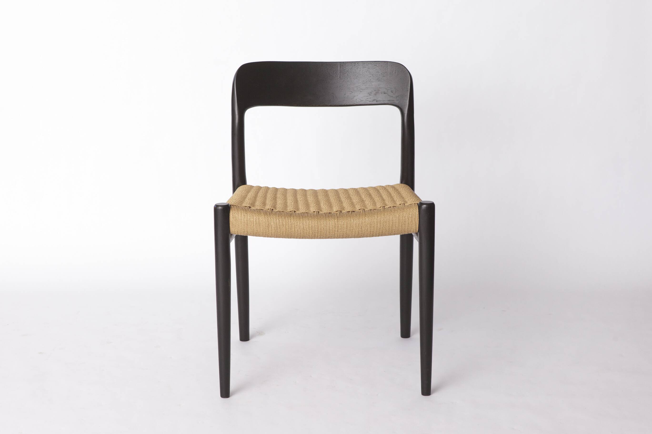 Niels Møller Model 75 Chair in Black Oak with Danish Cord, 1960s Vintage