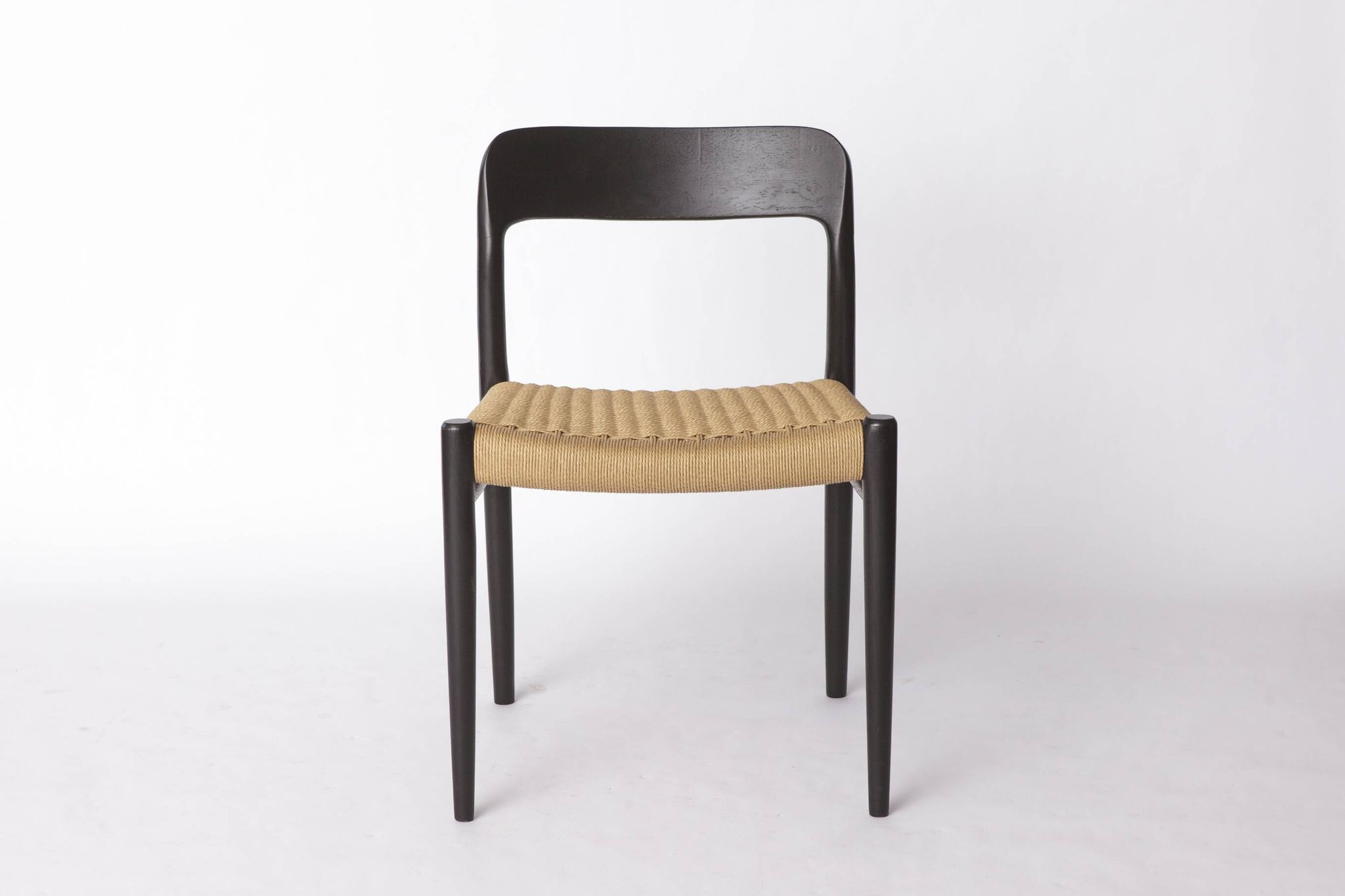 Niels Møller Model 75 Chair in Black Oak with Danish Cord, 1960s Vintage