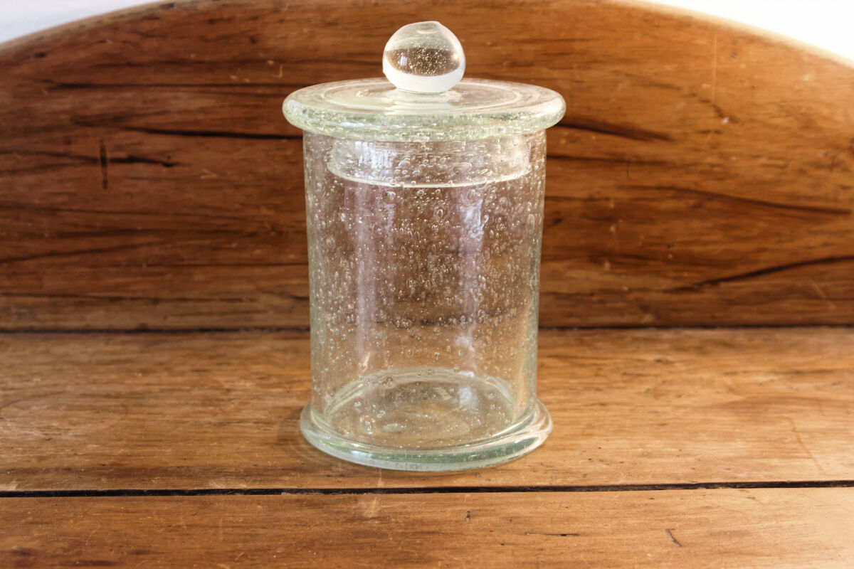 Bubbled glass jar, Biot