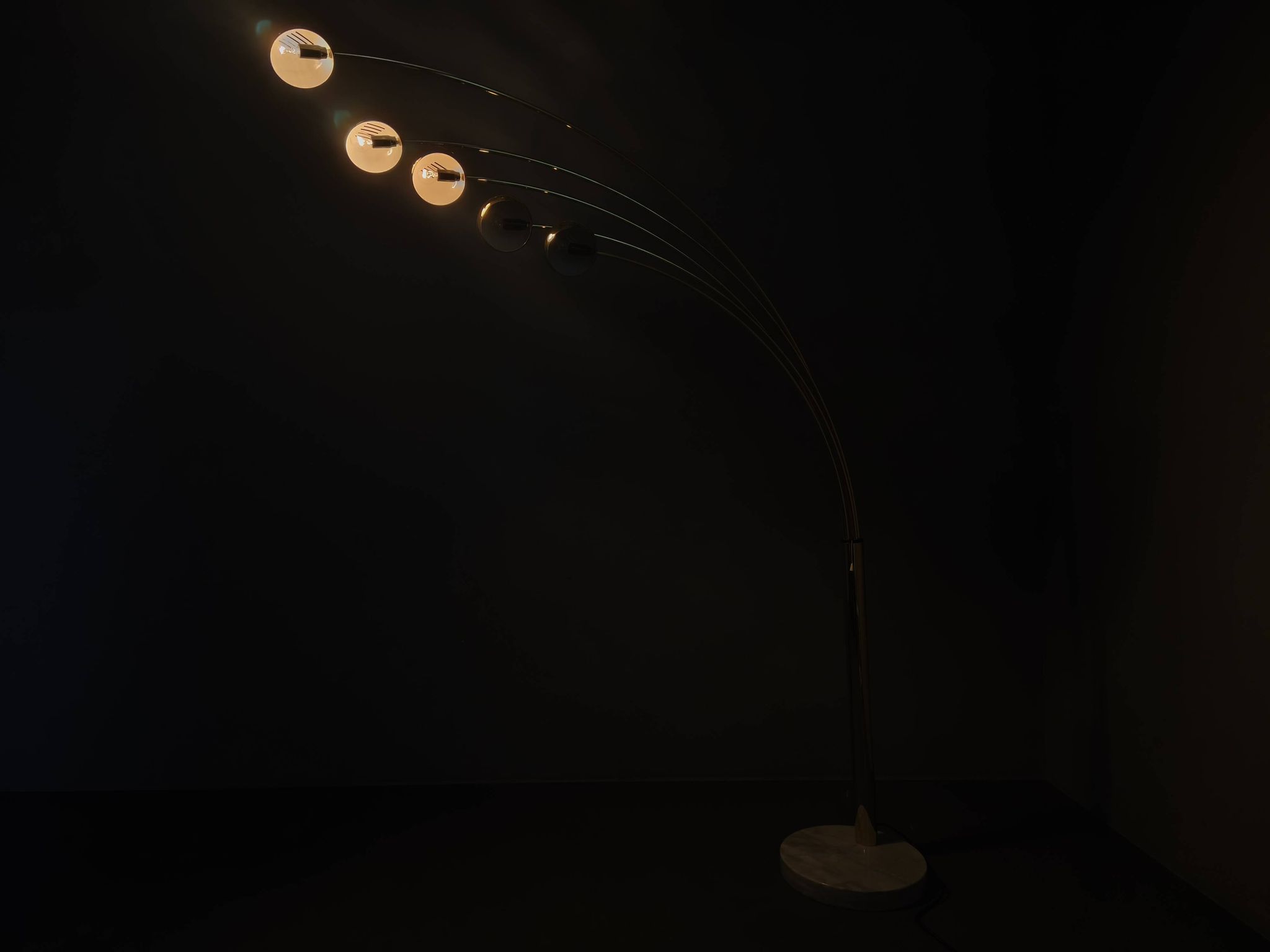Danish Arc Floor Lamp by Bilka Brass Marble, 1970s