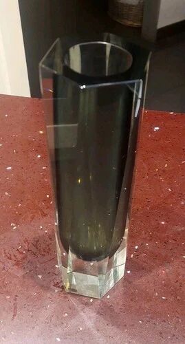 Vase Vintage En Verre Murano Sommerso Goutte Gris Fumé Transparent Années 6