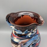 Pitcher broc cruche multicolored coulure in glazed terracotta 2 liters