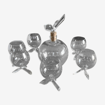 Service carafe et 6 verres boules