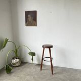 High tripod oak stool