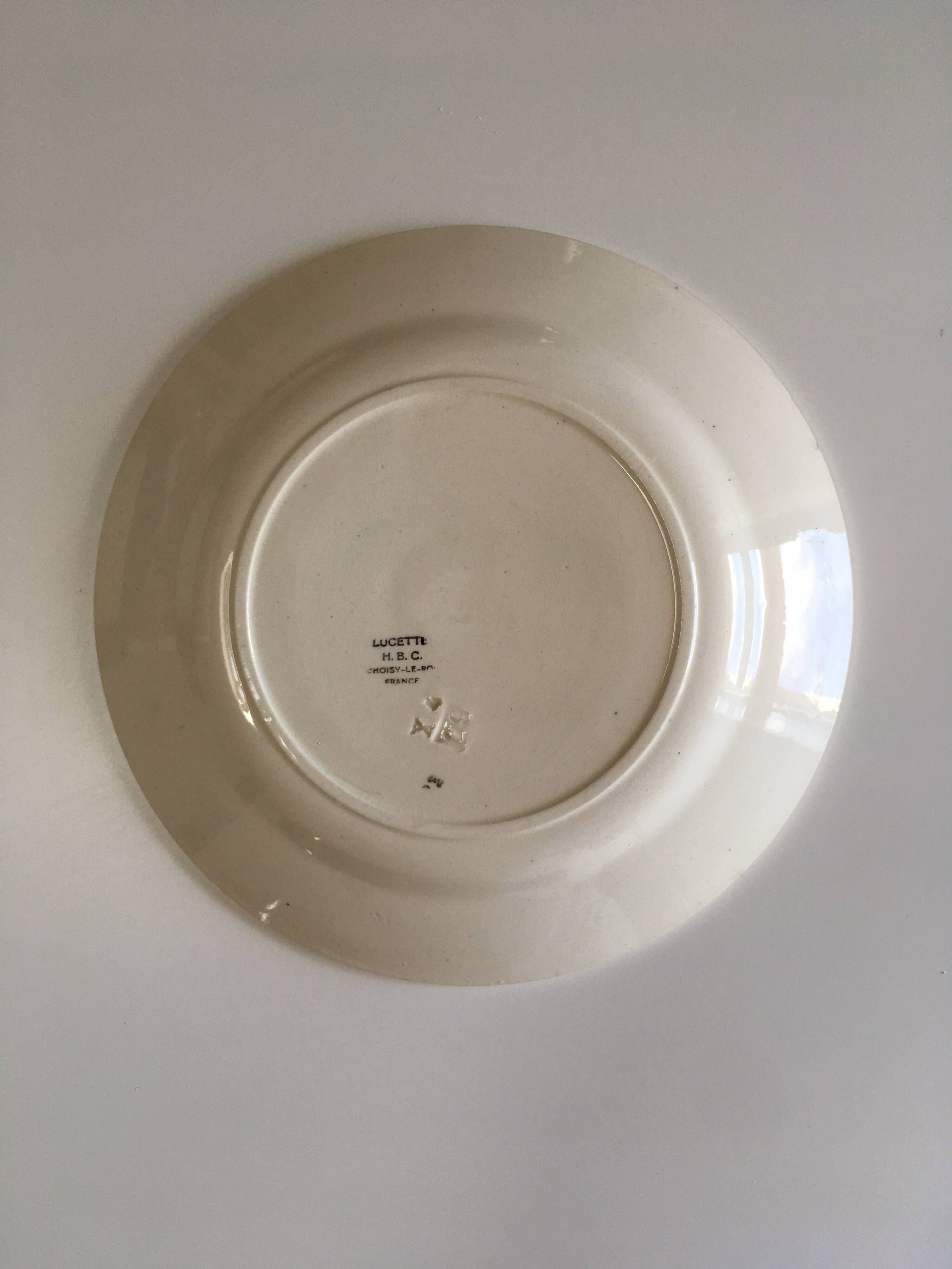 Set of 6 vintage earthenware plates - 1940s-1950s