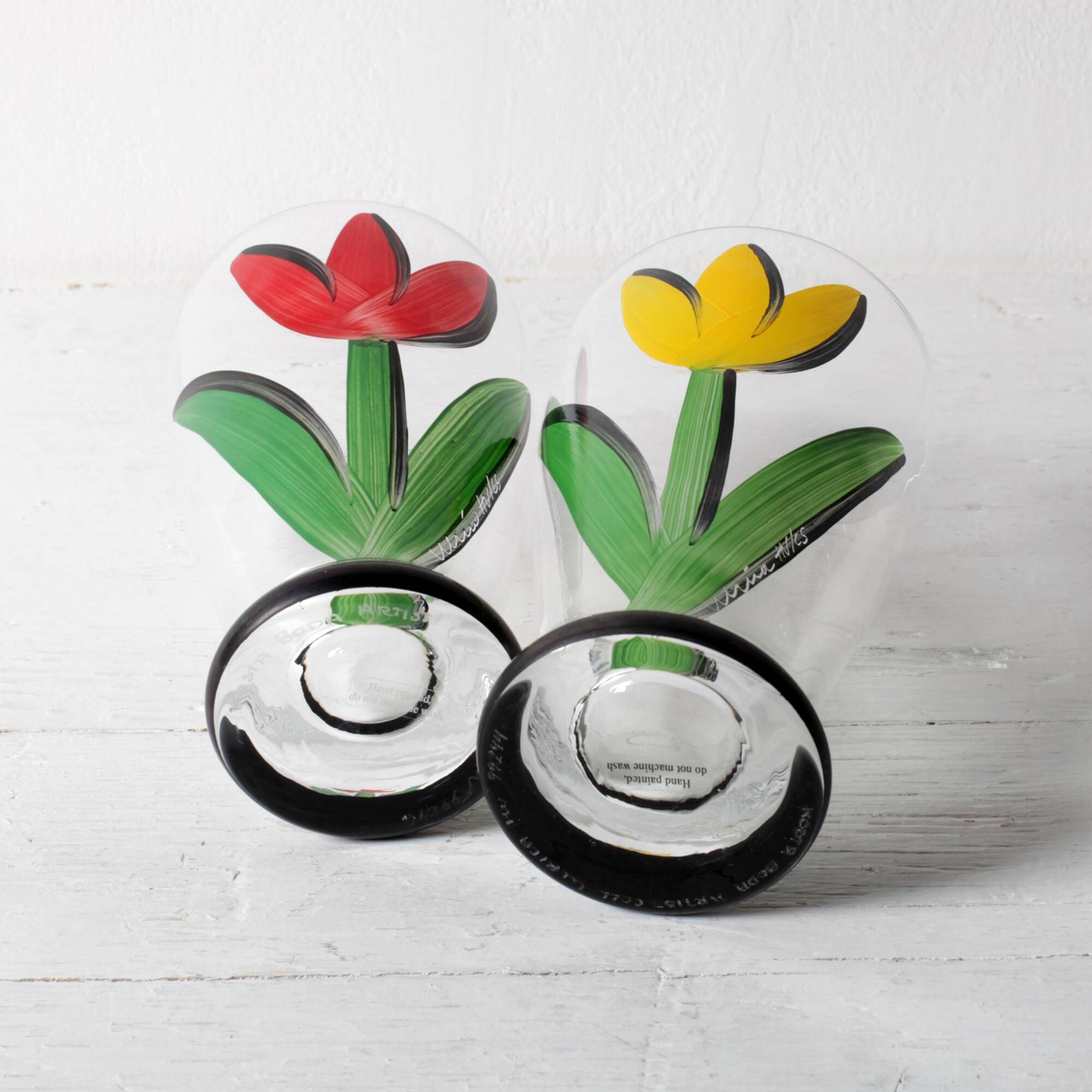 Yellow Tulip Flower Water Tumbler Kosta Boda by Ulrica Hydman Vallien