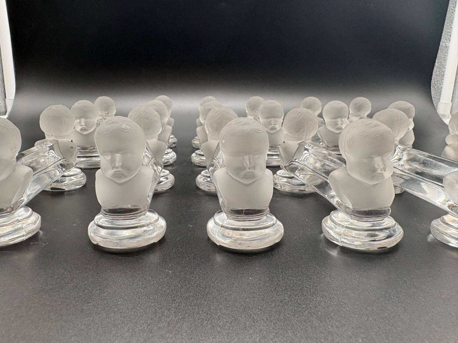 12 Baccarat crystal knife holders, Houdon model, 19th century.