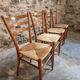 Ensemble de 4 chaises de salle à manger italiennes mid-century avec assises tressées, vers 1950–1970