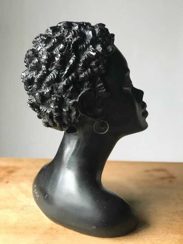 Buste plâtre femme noire 1950s Gino Manca