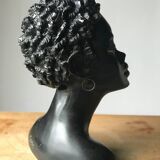 Buste plâtre femme noire 1950s Gino Manca
