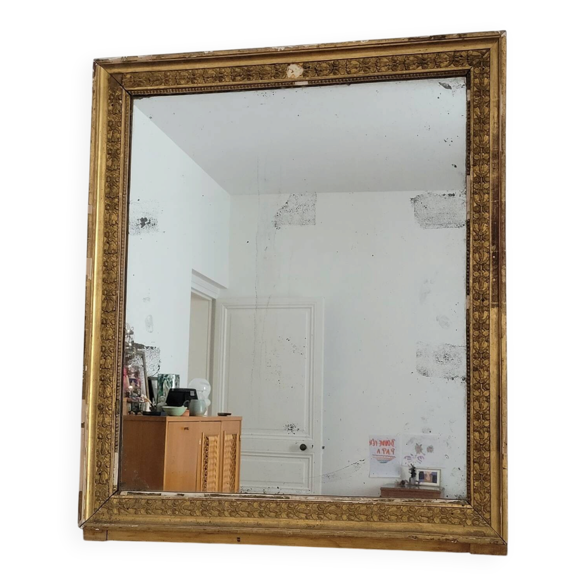 Golden stucco and wood Empire mirror