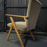 Pair of compass leg armchairs Velvet 1950