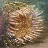Old painting, still life with thistles signed C.Jung, 1928