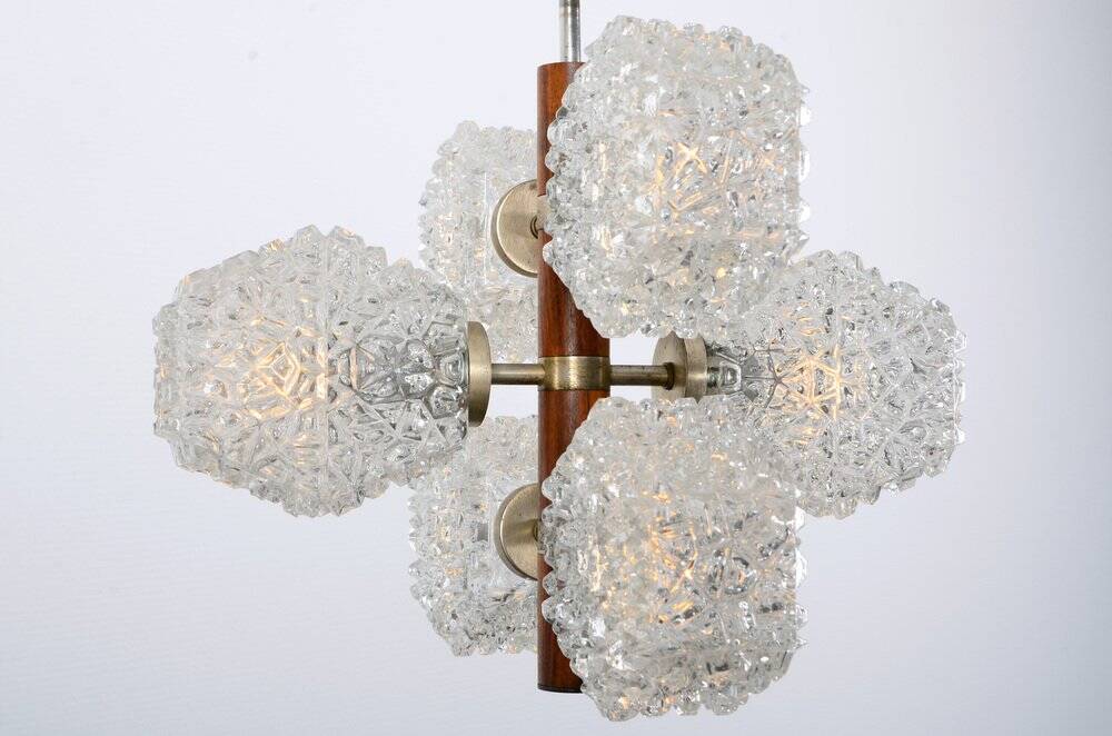 Temde chandelier with frosted glass elements, 1960s