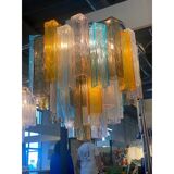 Contemporary Multicolored "Squared" Murano Glass Chandelier
