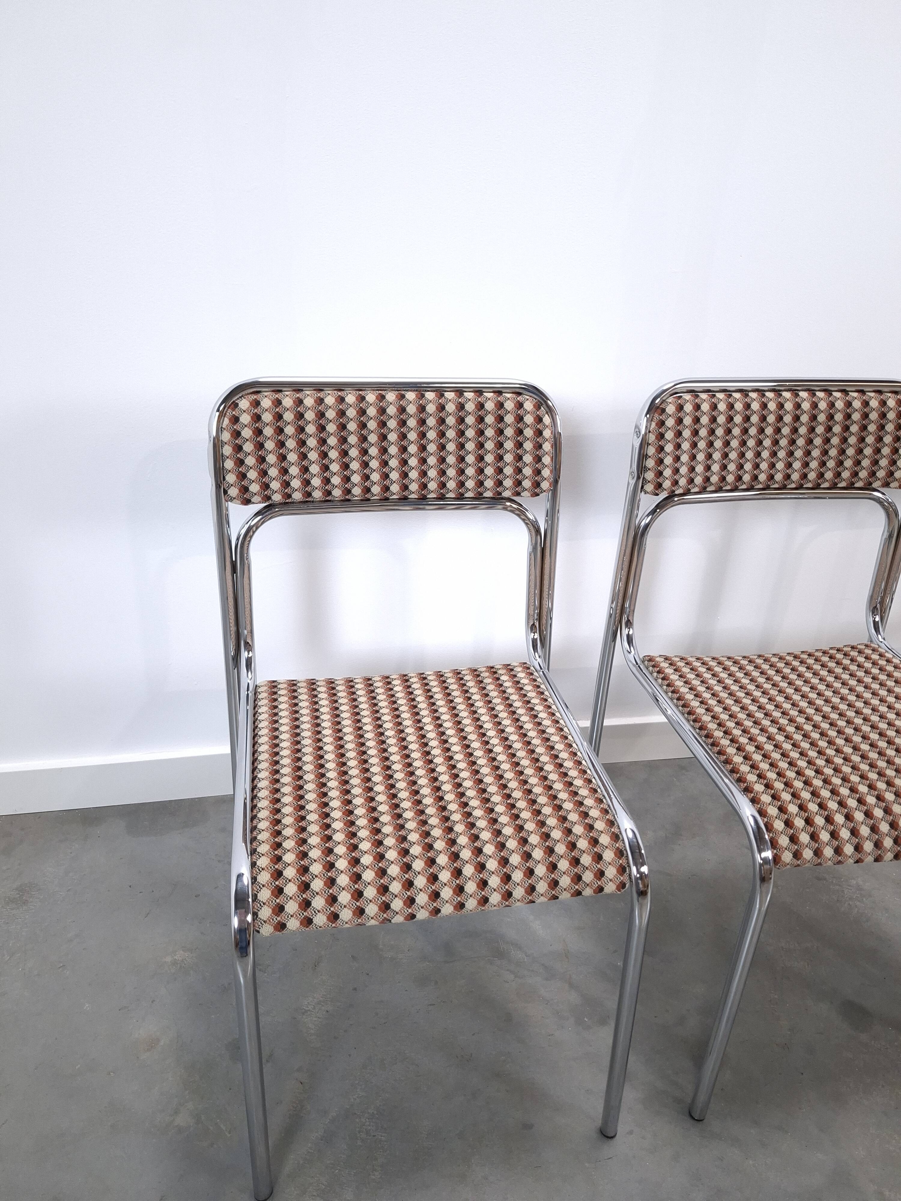 Space Age set 3x Bauhaus chromen buisframe stoelen