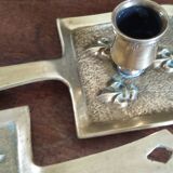 Pair of bronze candlesticks, fleur-de-lis