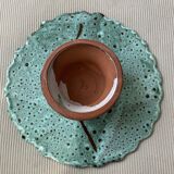 Plat sur pied vert turquoise