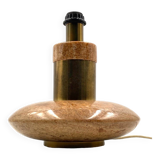 Hollywood regency pink granite and brass table lamp base, Italy 1970 ca.