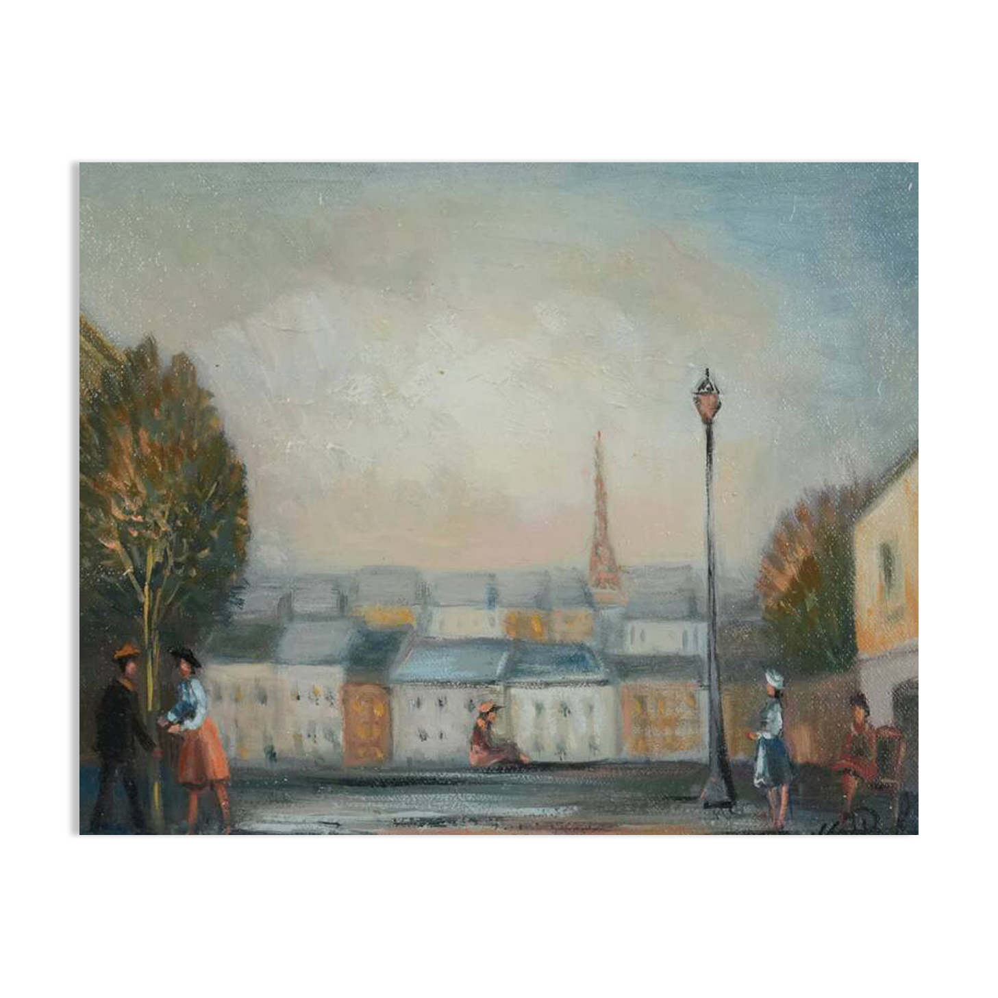 Michel Pabois: Paris, view over the rooftops, original oil on canvas signed.