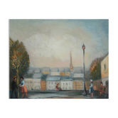 Michel Pabois: Paris, view over the rooftops, original oil on canvas signed.