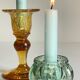 Bougeoirs vintage en verre teinté