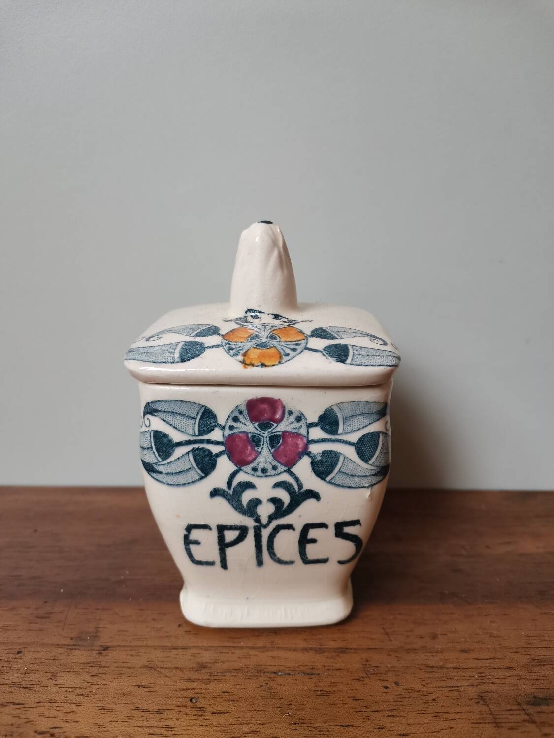 Set of 2 pot box spices tea vintage ceramic Longchamp model Mérida art nouveau