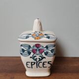 Set of 2 pot box spices tea vintage ceramic Longchamp model Mérida art nouveau