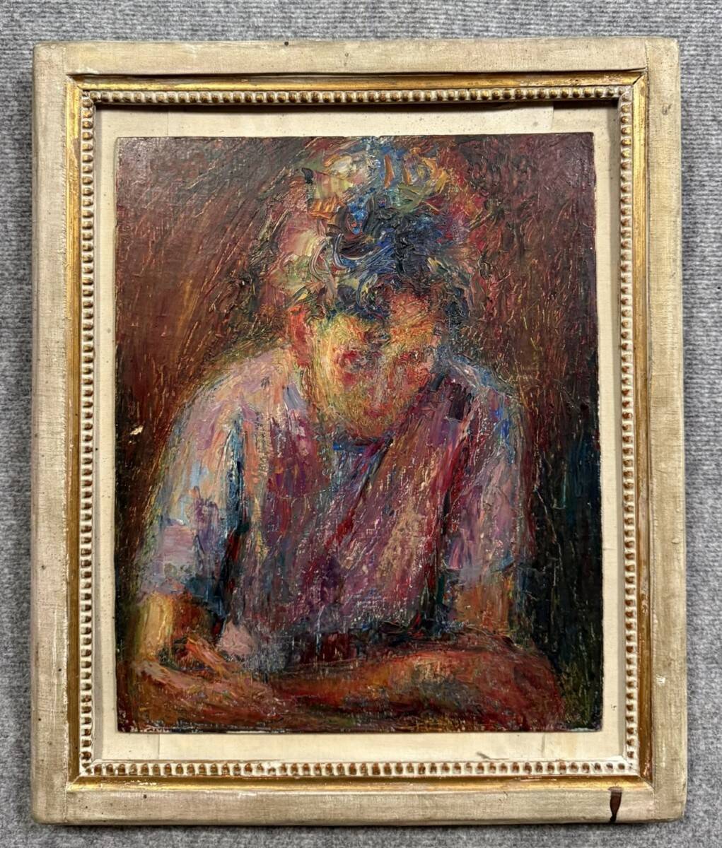 Oil on canvas – Expressionist portrait of a young woman – 20th century